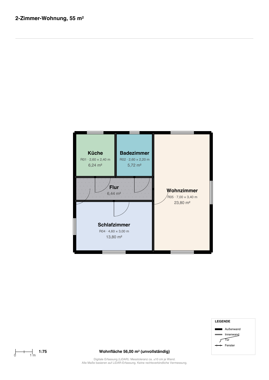 2-Zimmer-Wohnung · 55 m² – Nachher: Exposé-PDF aus dem Editor
